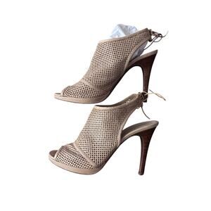 J Crew Quorra Peep Toe Booties 8 Tie Back High Heel Original Box Leather Italy